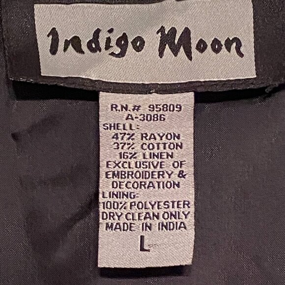 Vintage Indigo Moon Women's Jacket Red White Blue Stars Glass Buttons Size L - Picture 7 of 7